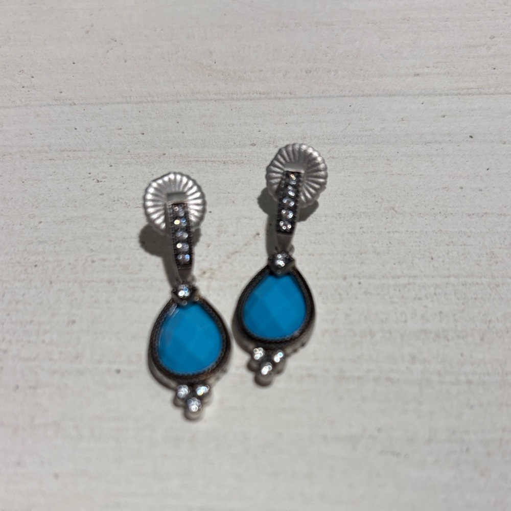 Chic Silver and Blue Drop Earrings